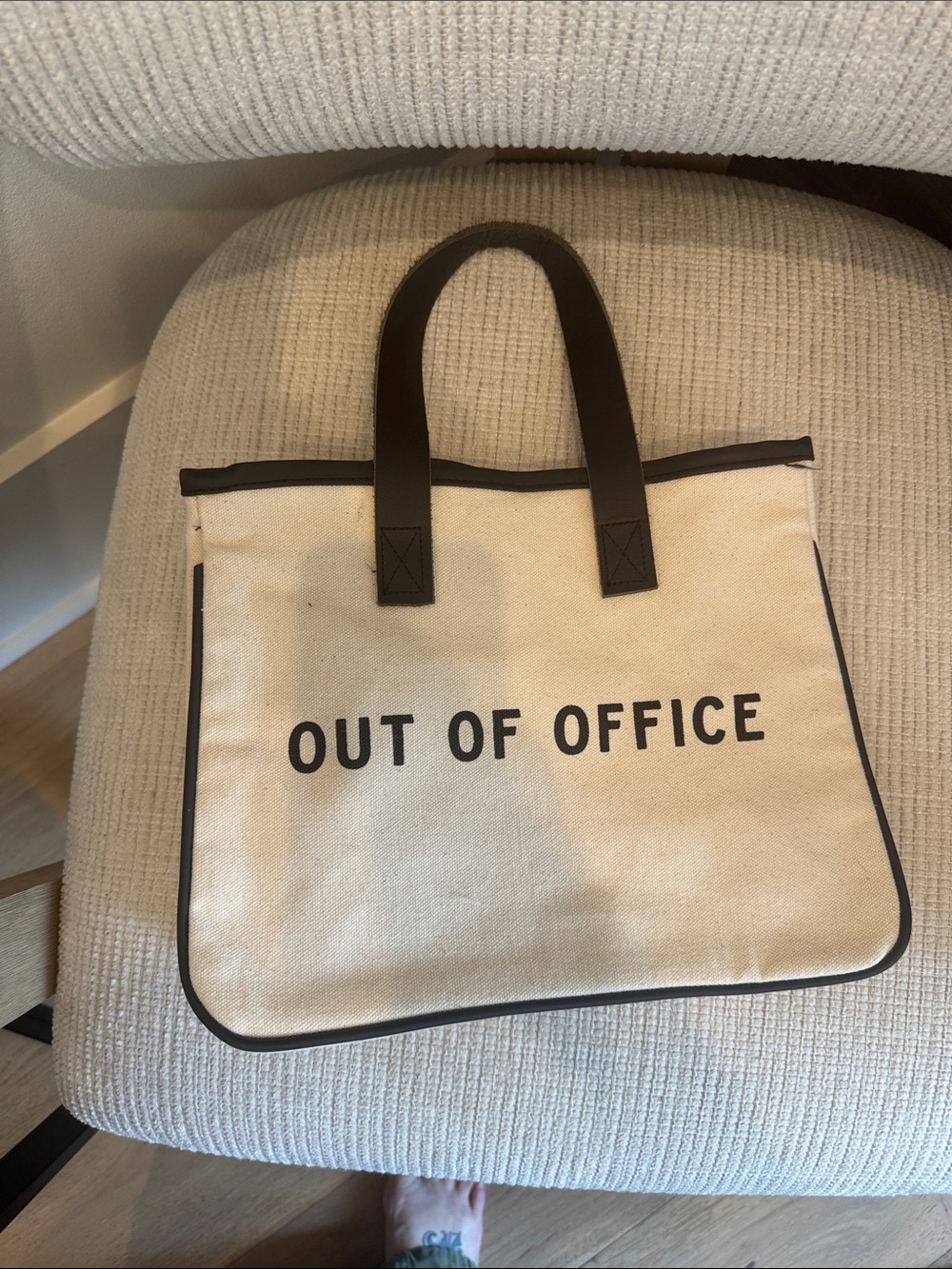 Canvas 'Out of Office' Tote Bag with Dark Handles